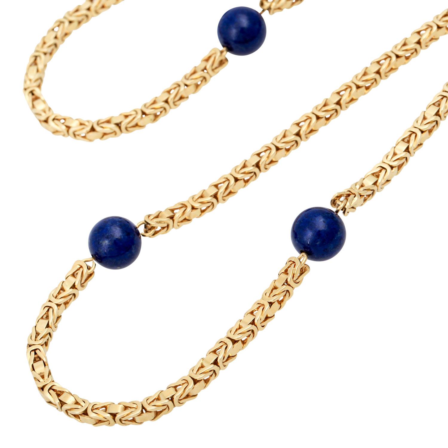 Byzantine chain with 6 lapis lazuli beads. In Good Condition For Sale In Stuttgart, BW