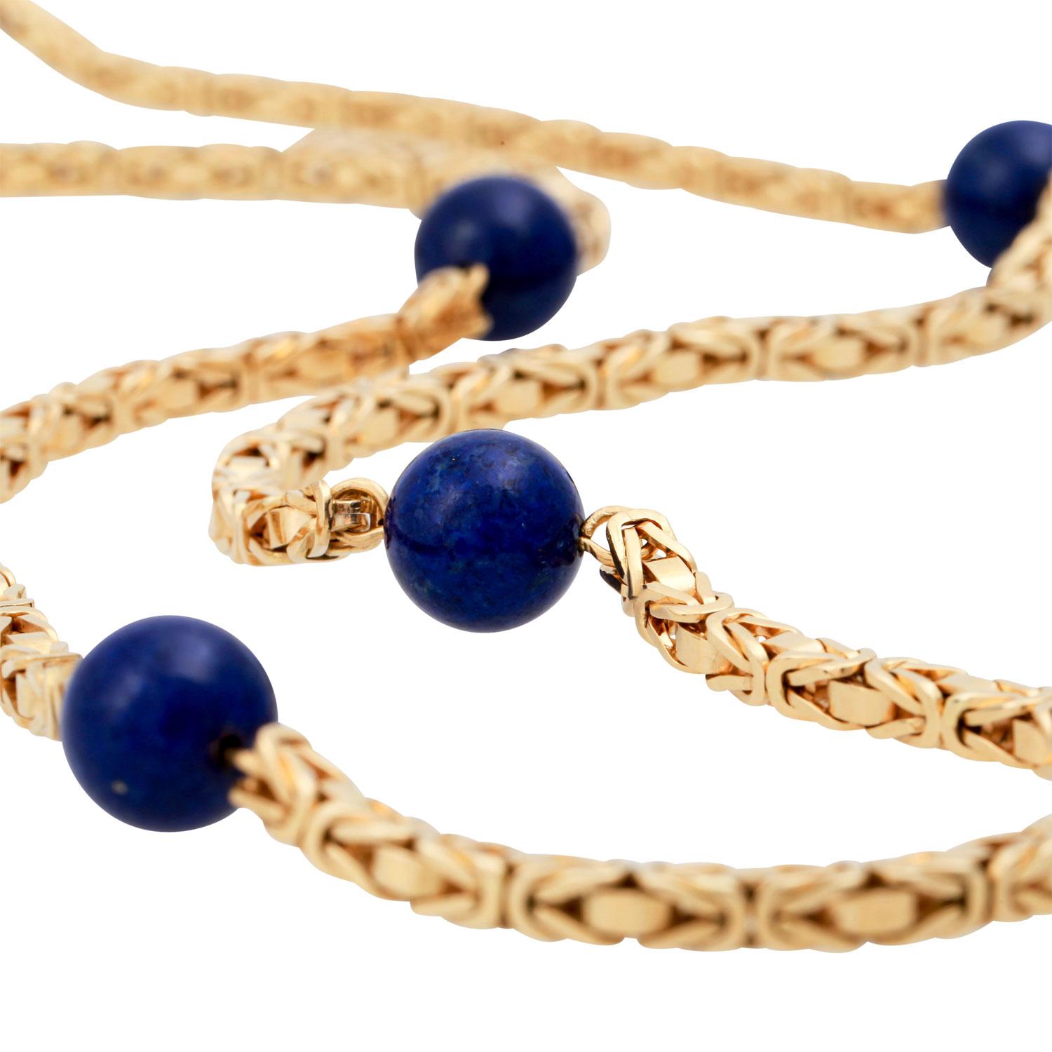 Women's Byzantine chain with 6 lapis lazuli beads. For Sale