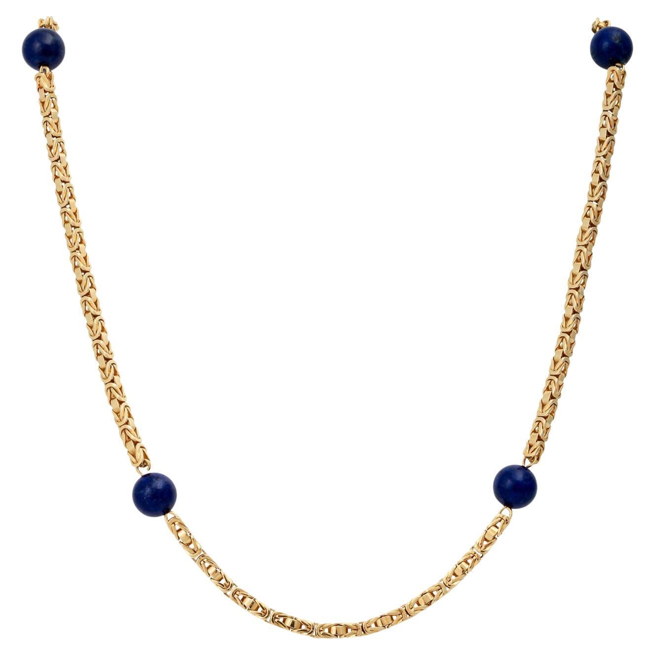 Byzantine chain with 6 lapis lazuli beads. For Sale