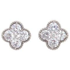 Byzantine Clover Faux Diamond Sterling Silver Earrings