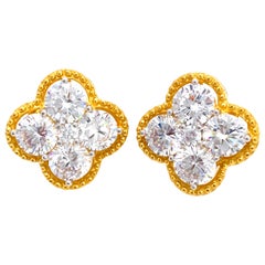 Byzantine Clover Faux Diamond Vermeil Earrings