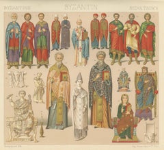 Byzantine Costume Study by Racinet, Imperial & Clerical Dress, 1888
