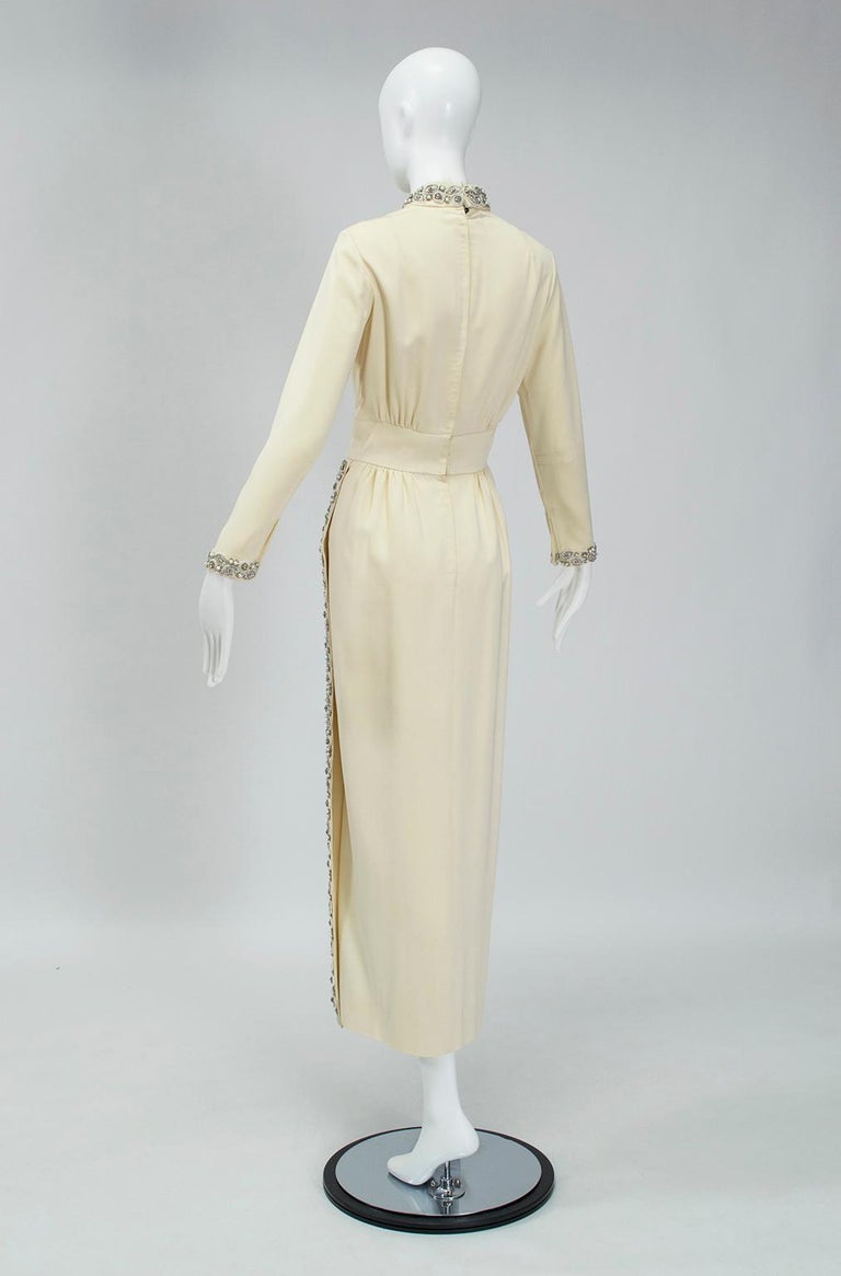Women's Byzantine Cream Jeweled Silk Modesty-Dressing Panel Skirt Wedding Gown – M, 1968 For Sale
