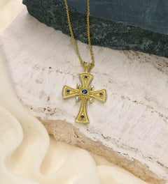 Byzantine Cross Pendant with Sapphires and Diamonds