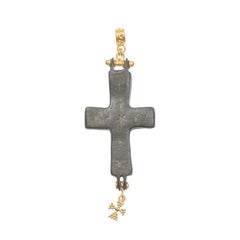 Byzantine Cross w/ gold cross dangle, 21K (pendant only)
