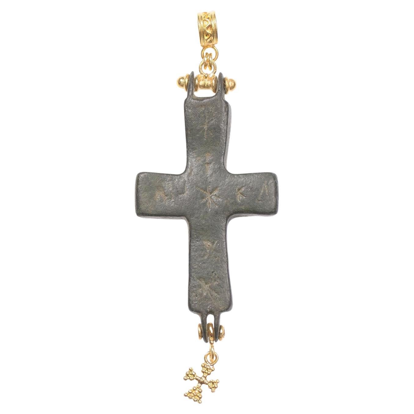 Byzantinisches Kreuz mit goldenem Kreuz, baumelnd, 21K (pendant nur)