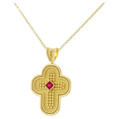 Byzantine Cross with Ruby and Granulations