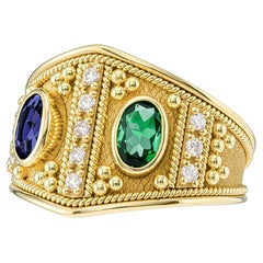 Byzantine Emerald and Sapphire Gold Ring
