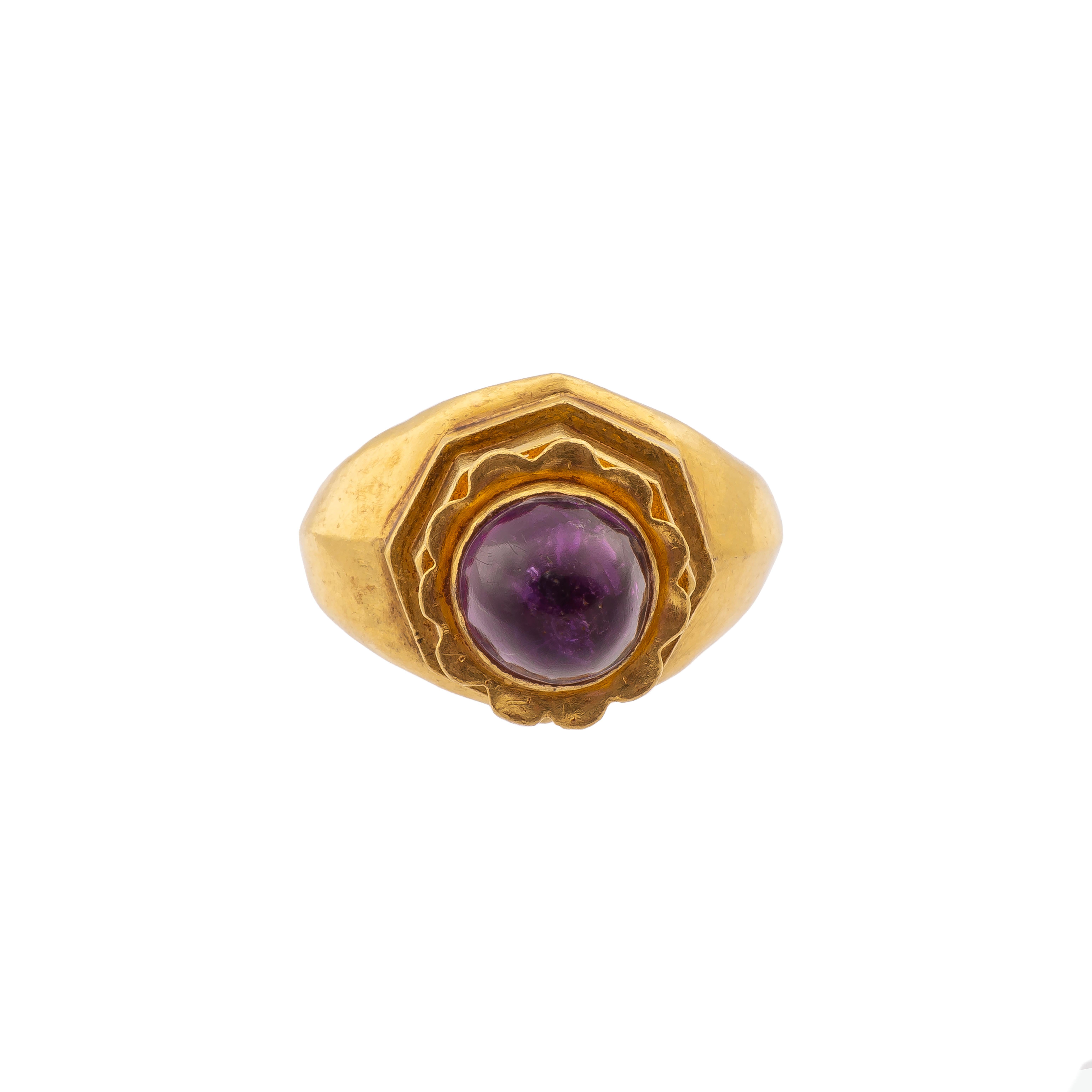 Cabochon Byzantine Gemstone Ring with Amethyst