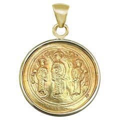 Byzantine Gold Coin Pendant: Michael, Constantius, Andronicus. Christ on rear