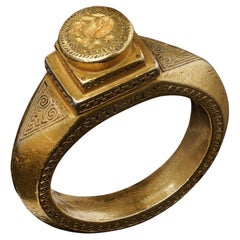 Byzantine Gold Intaglio Ring with Niello Inlay