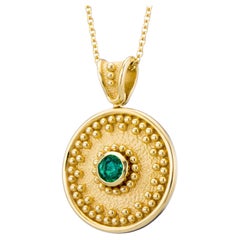 Byzantine Gold Round Emerald Pendant
