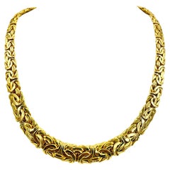 Byzantine Graduated Wide Yellow Gold Necklace