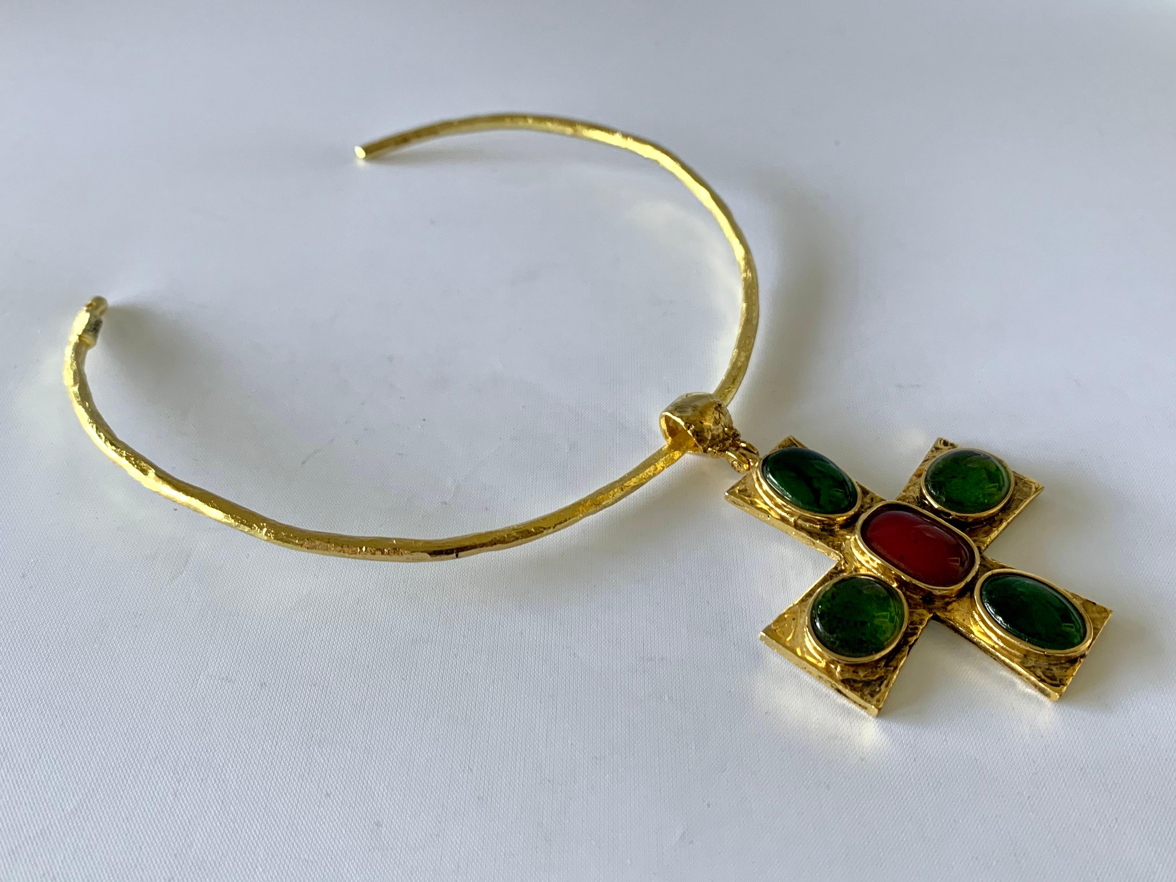 Byzantine-Inspired Gilt Cross Necklace 1