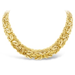 101 Grams Byzantine Link Intertwined Design Yellow Gold Fashion Necklace