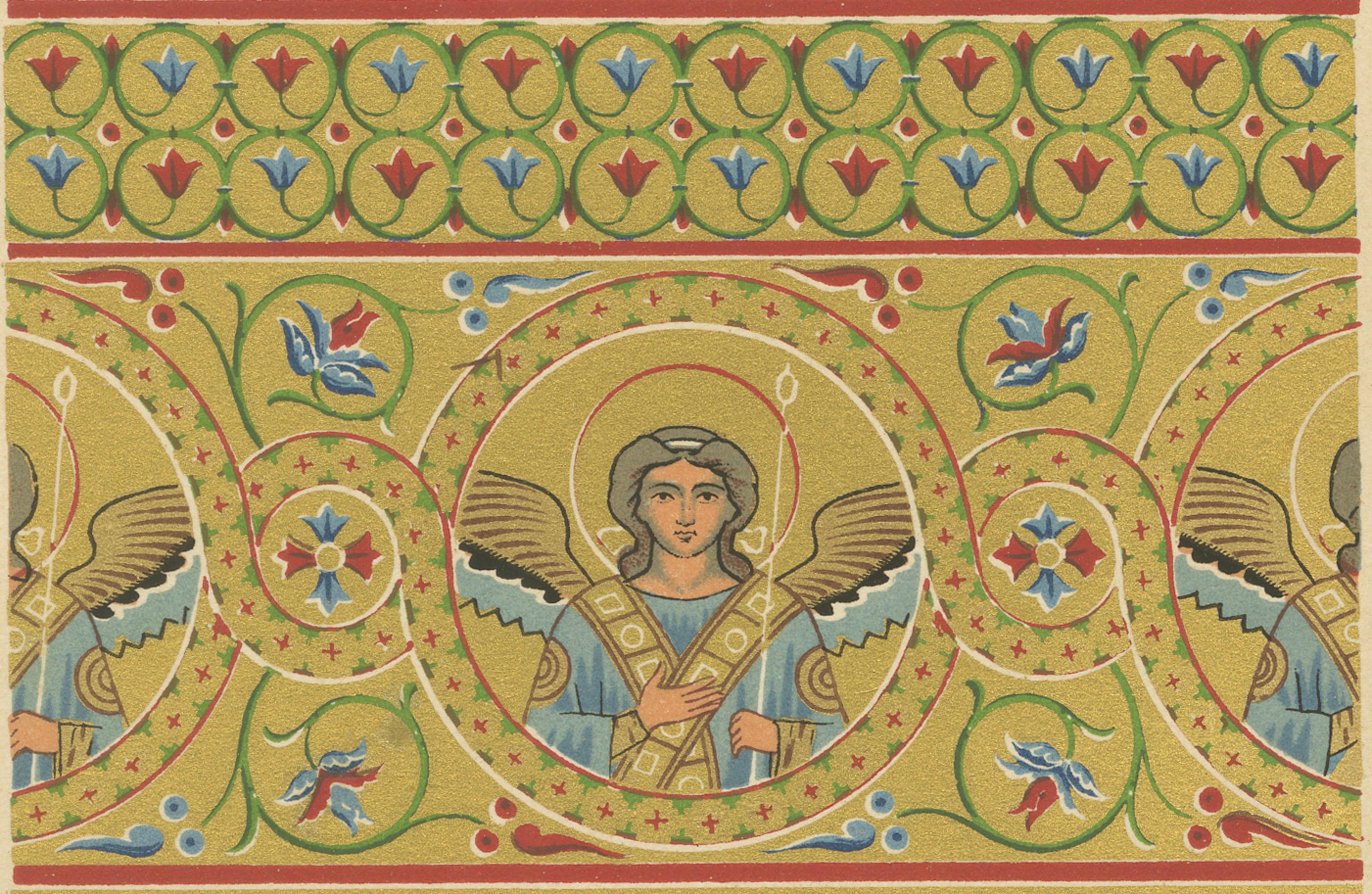 Impression de motifs byzantins - Motifs religieux et architecturaux anciens, 1869 Bon état - En vente à Langweer, NL