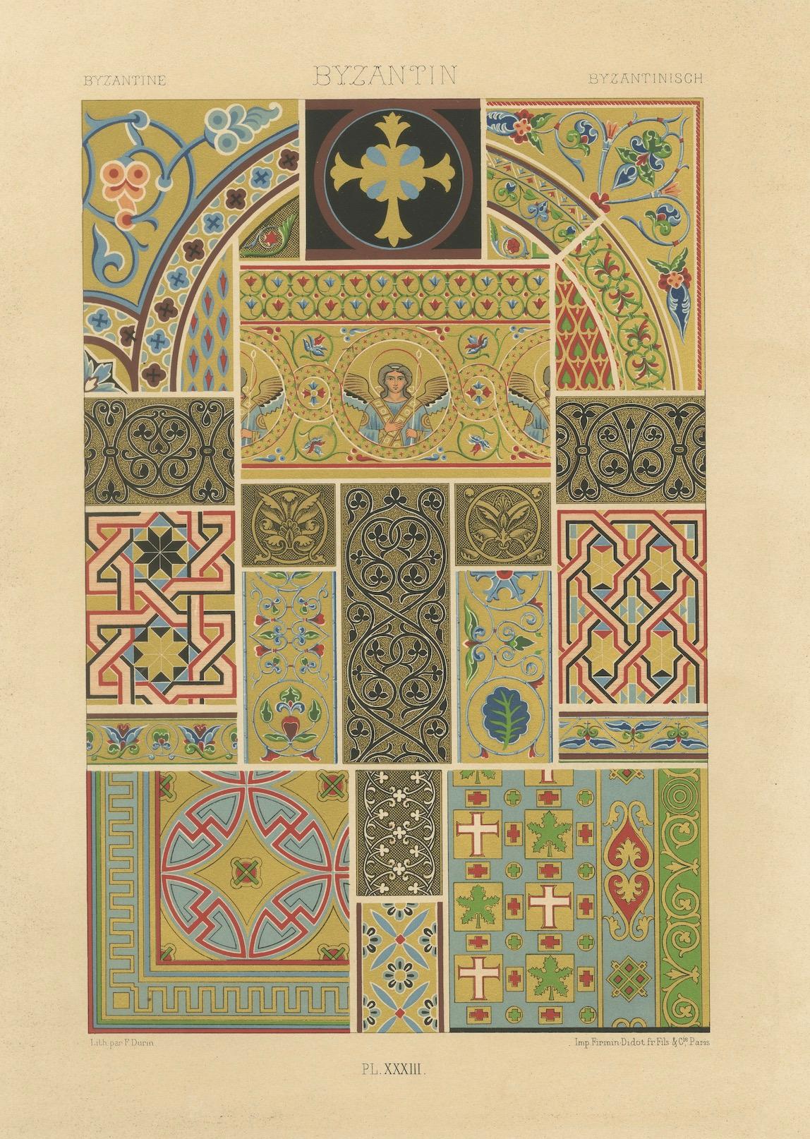 Papier Impression de motifs byzantins - Motifs religieux et architecturaux anciens, 1869 en vente