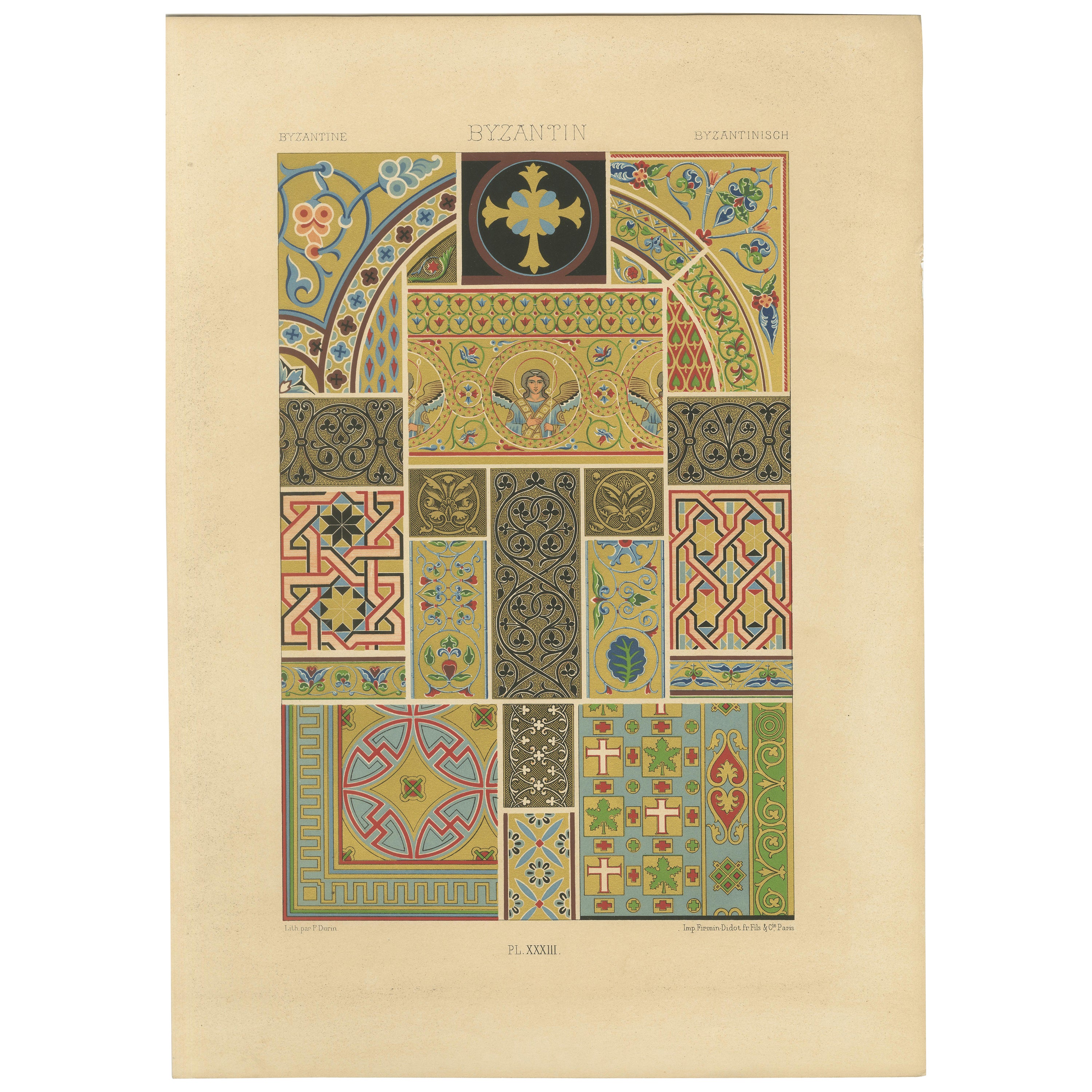 Byzantinische Motive Druck - Antike religiöse und architektonische Muster, 1869