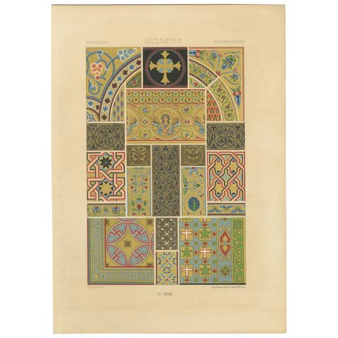 Byzantine Motifs Print – Antique Religious & Architectural Patterns, 1869