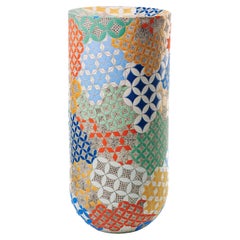 Byzantine No 3, multi-coloured patterned ceramic vase form by Frances Priest