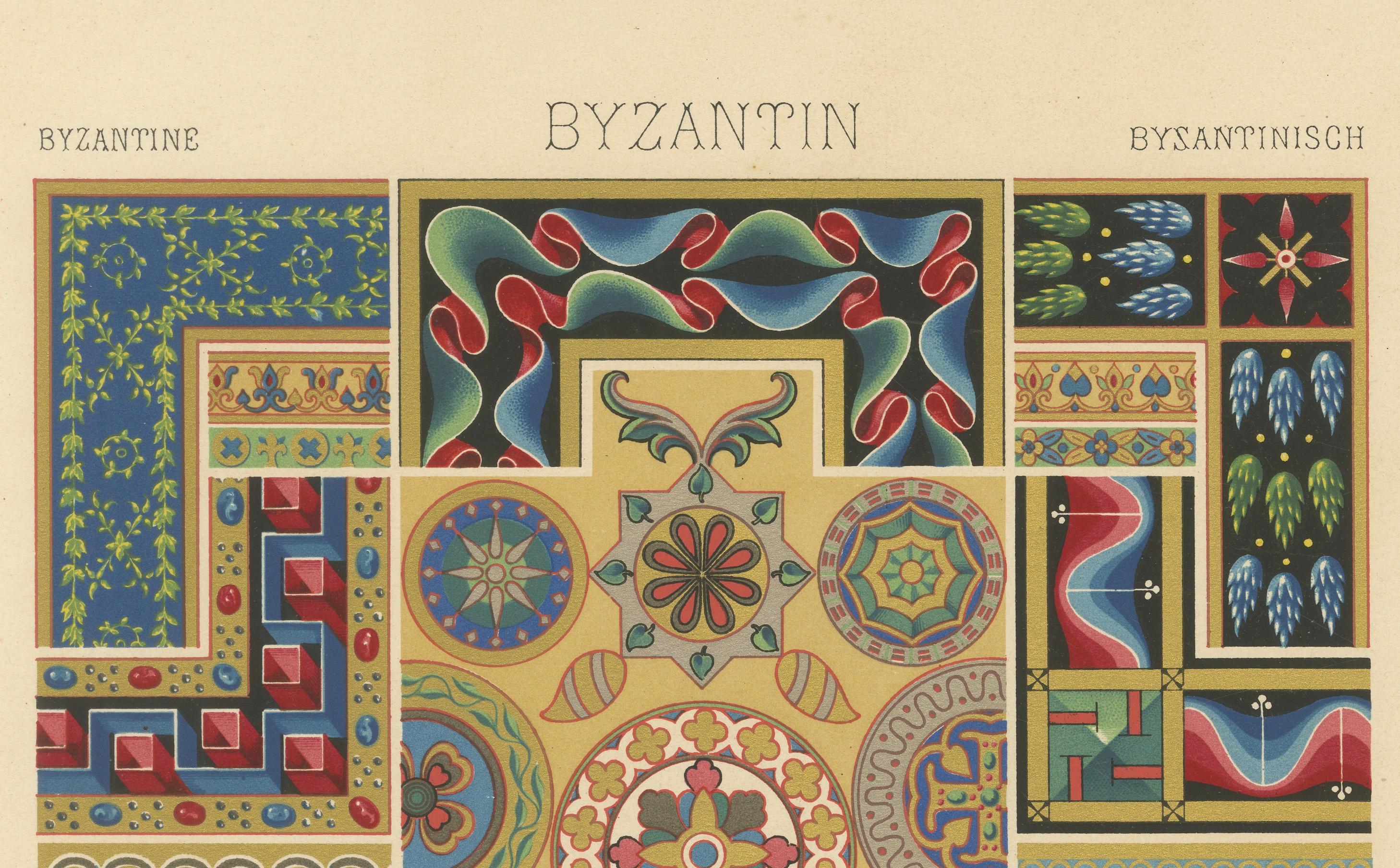 Byzantinischer Ornamentdruck - Antike Architektur- und Mosaikmuster, 1869 (Französisch) im Angebot