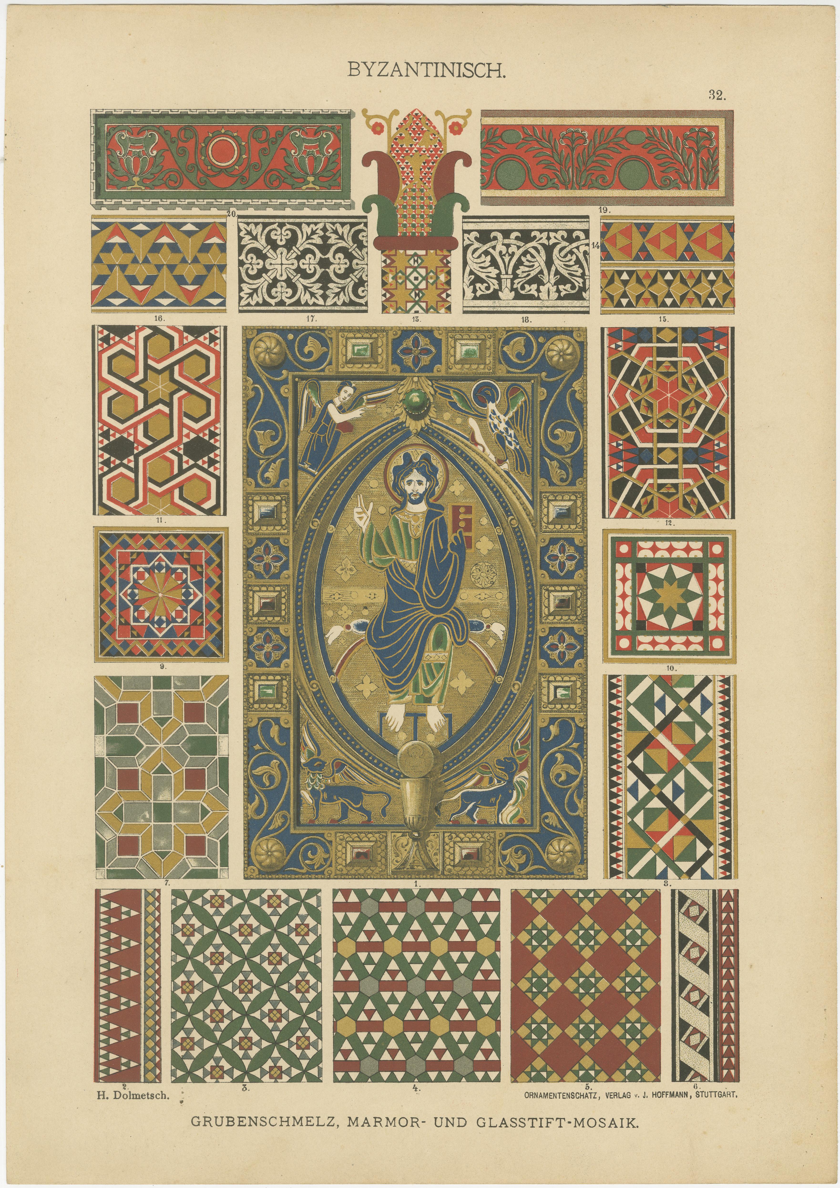 Arte ornamentale bizantina da Ornamentenschatz, 1887 In condizioni buone in vendita a Langweer, NL