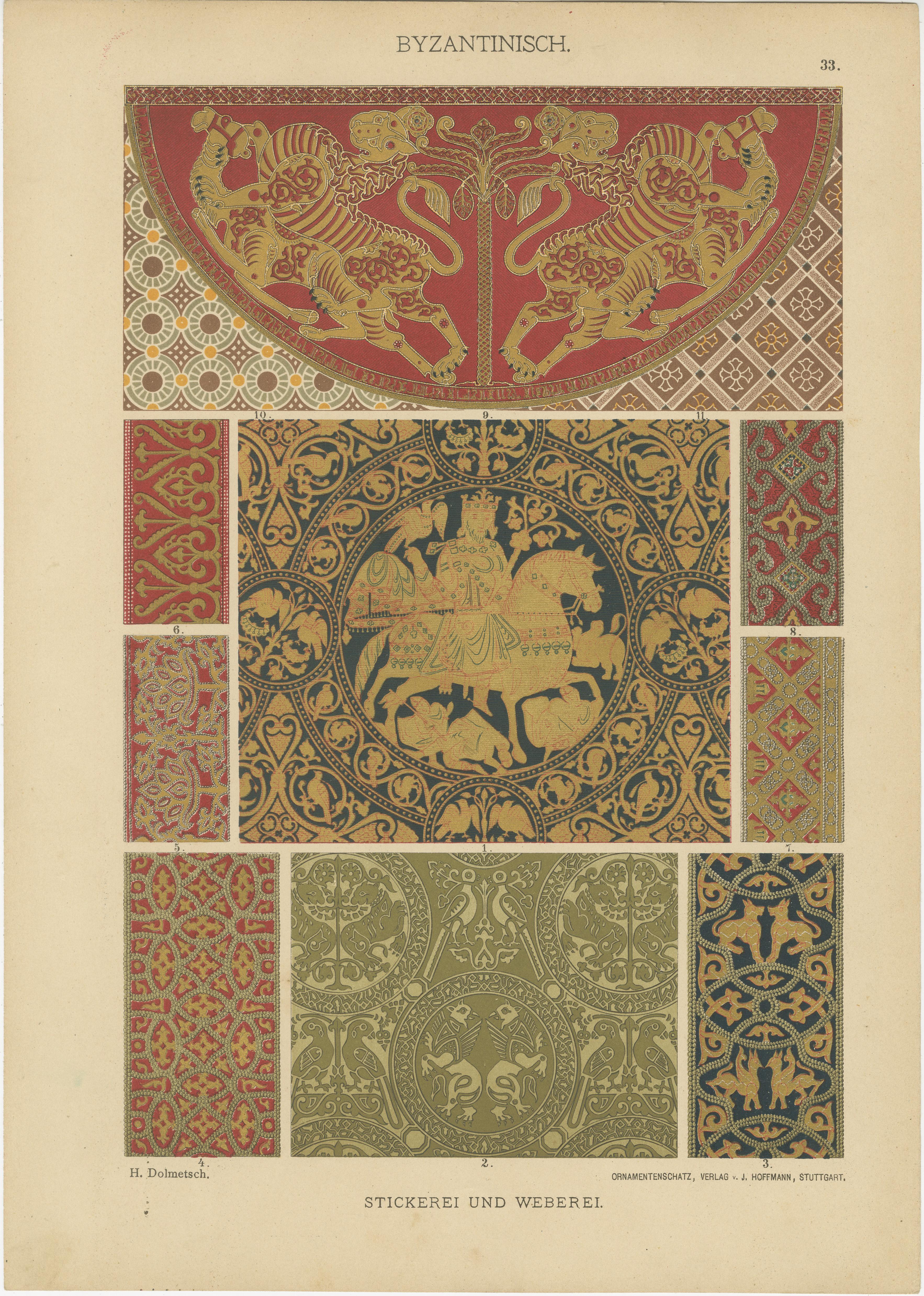 Fine XIX secolo Arte ornamentale bizantina da Ornamentenschatz, 1887 in vendita