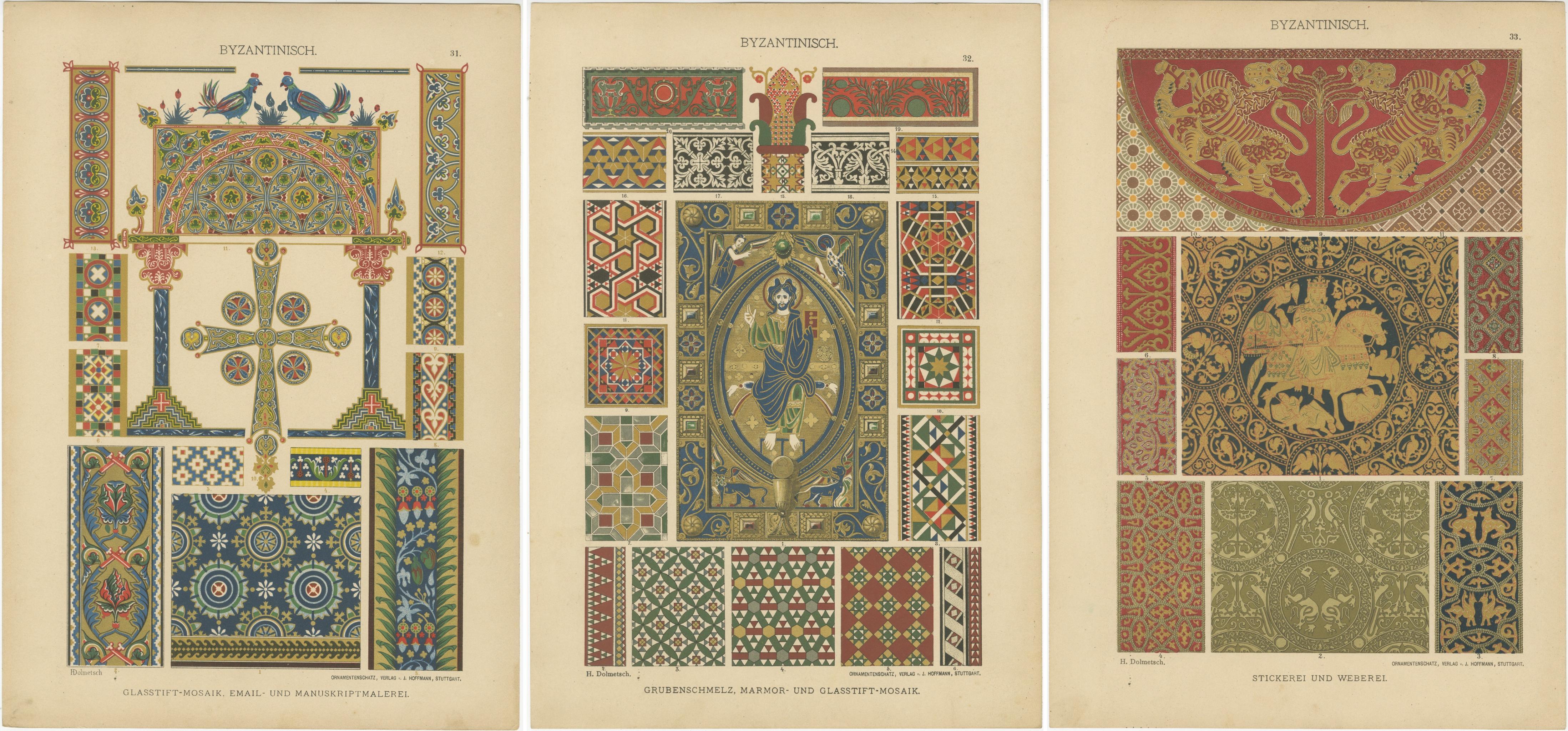Carta Arte ornamentale bizantina da Ornamentenschatz, 1887 in vendita