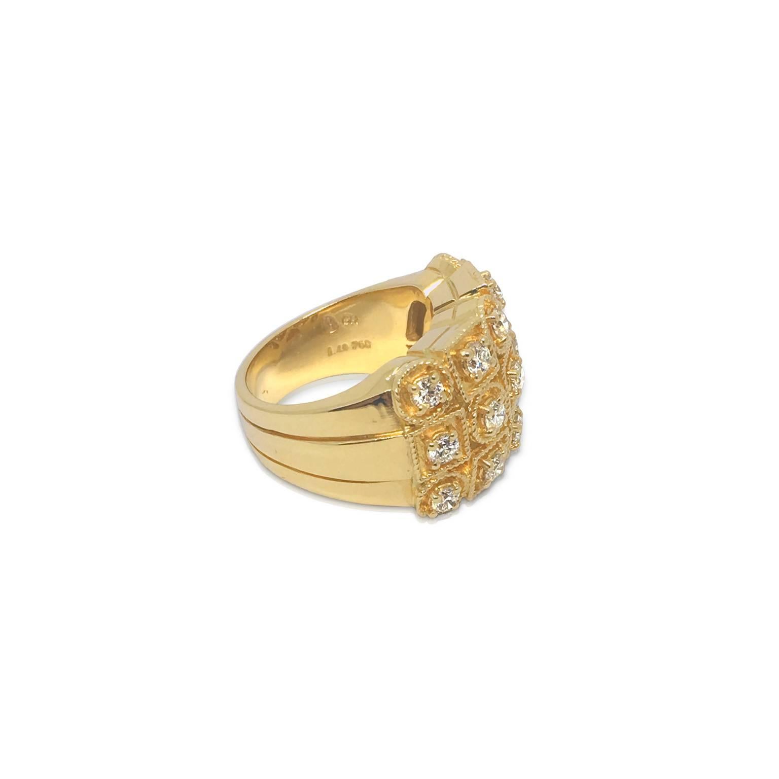 Byzantine Ring in 18k Yellow Gold with Diamonds In New Condition For Sale In New York, NY