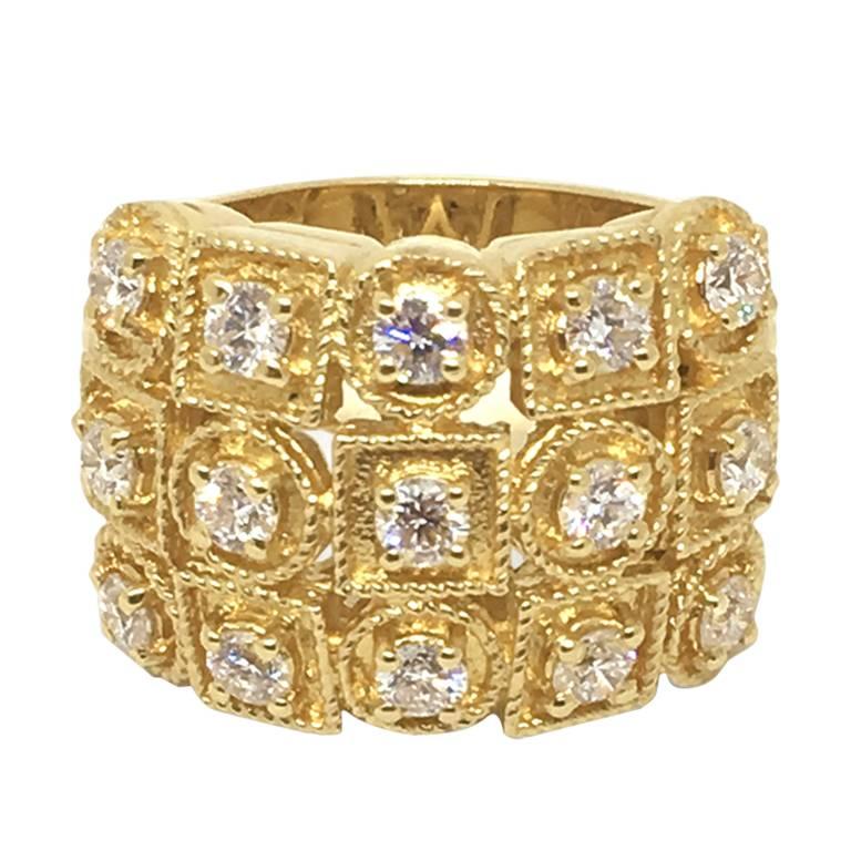 Byzantine Ring in 18k Yellow Gold with Diamonds For Sale