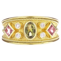 Bague byzantine avec tourmalines et diamants