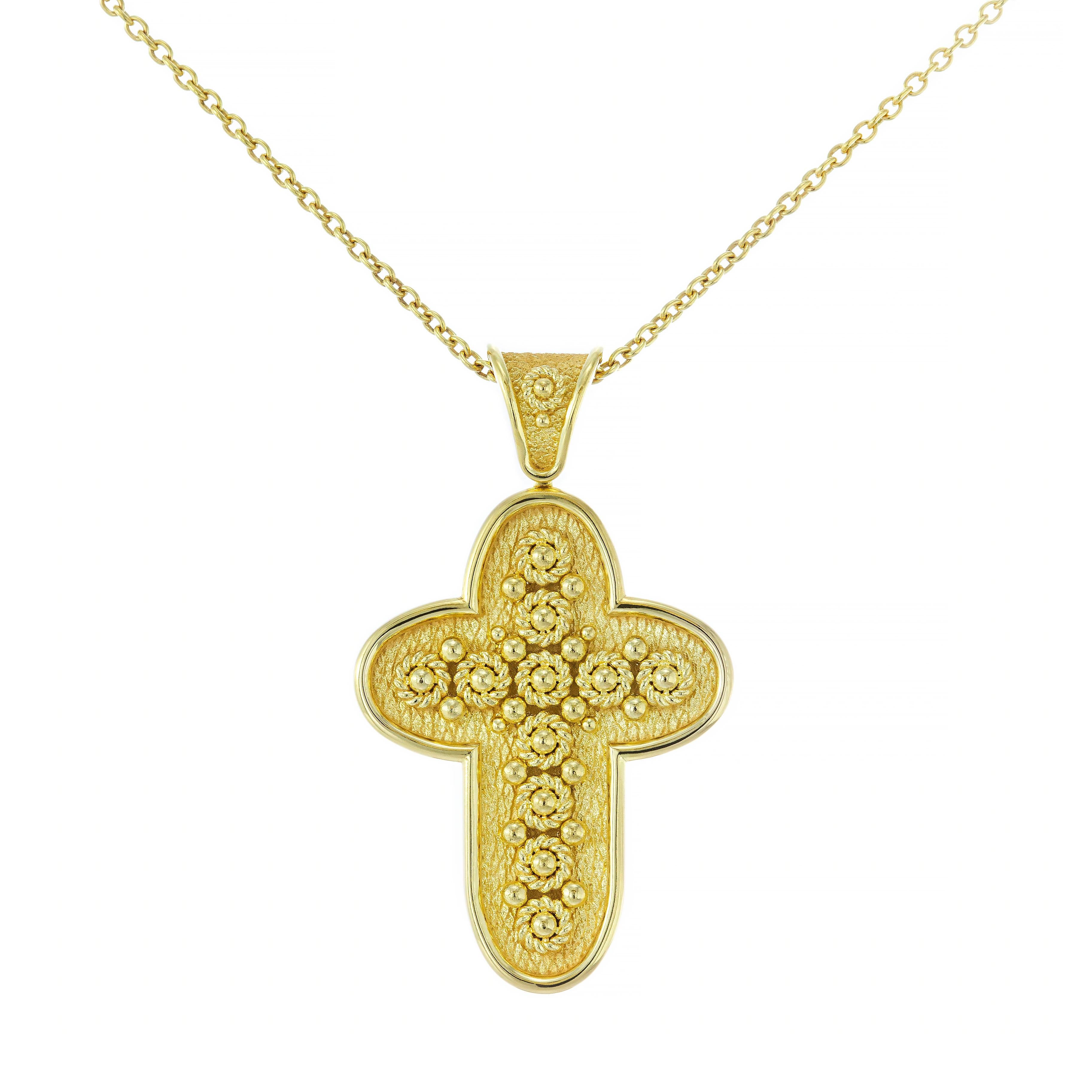 Women's Byzantine Rounded Cross Pendant For Sale