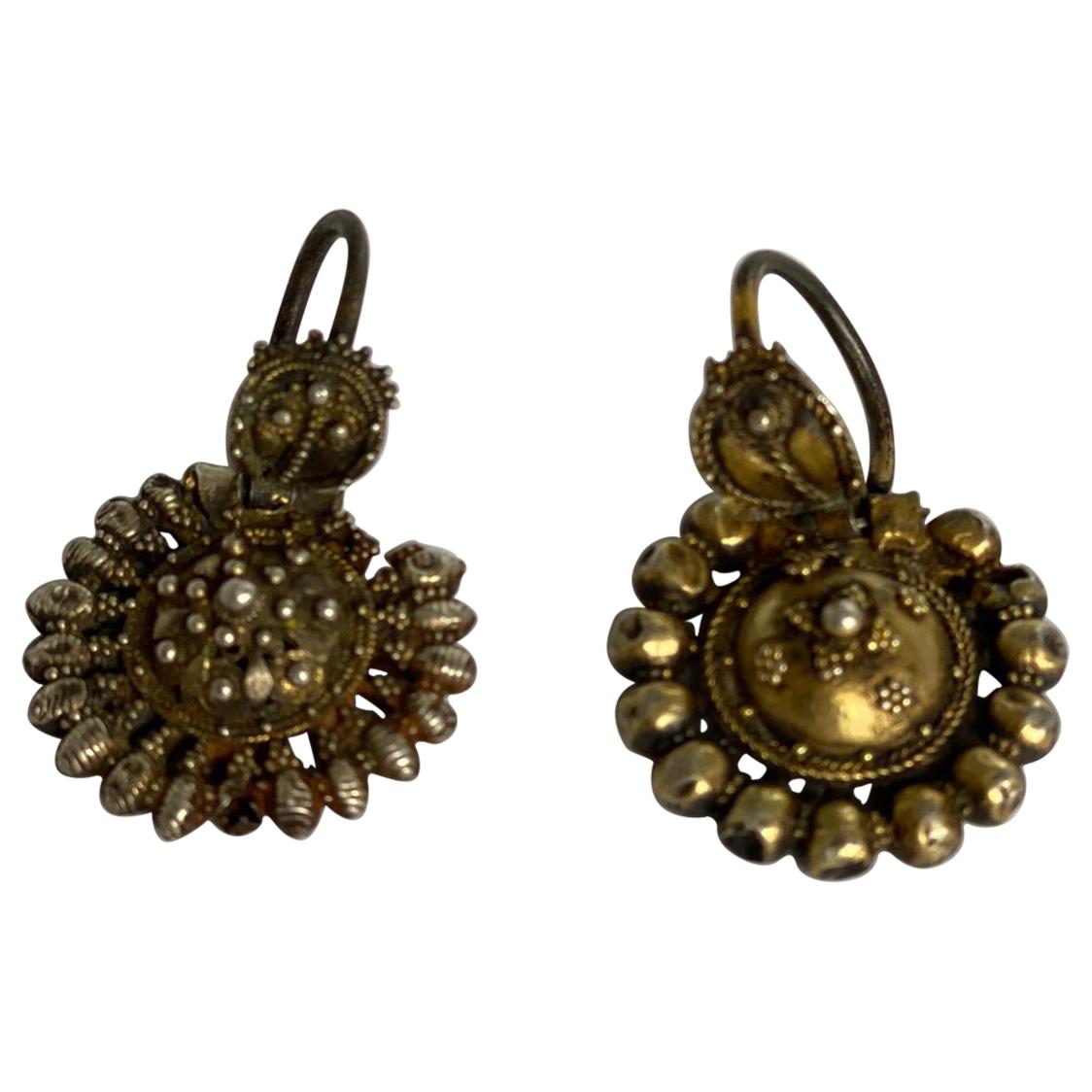 Byzantine Silver-Gilted Filigree Bride's Earrings Arpalii 