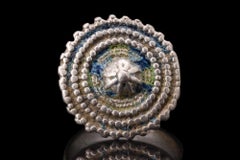 Byzantine Silver Ring with Granulated Shield Bezel