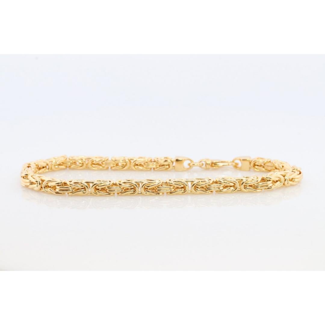 Byzantine Square Bracelet. 14k Yellow Gold 585 7.25mm length 3.5mm wide. 6