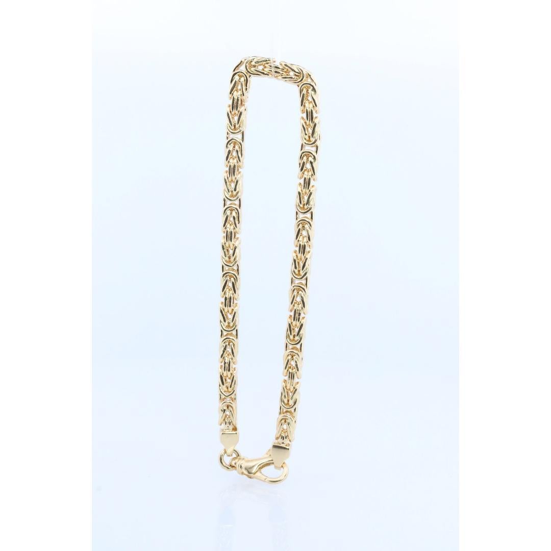 Byzantine Square Bracelet. 14k Yellow Gold 585 7.25mm length 3.5mm wide. 1