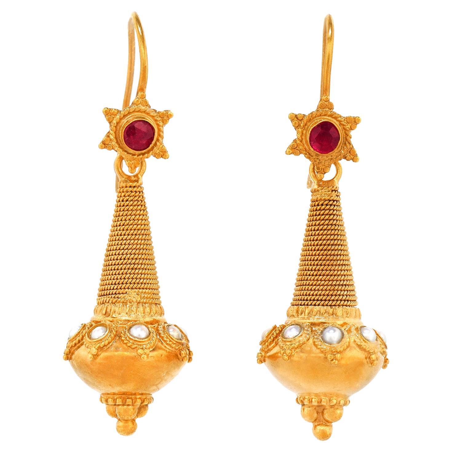 Byzantine Style 18k Earrings For Sale