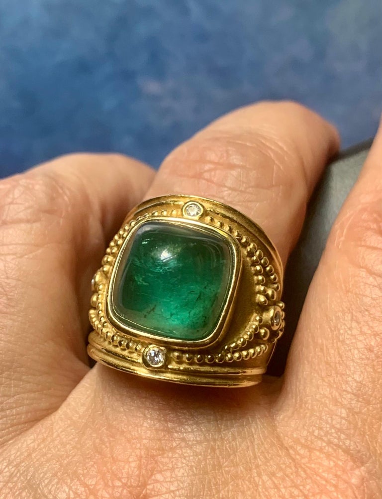 BAGUE CASSIEL RUBIS TOURMALINE VERTE 1,19CTS OR JAUNE main image 0