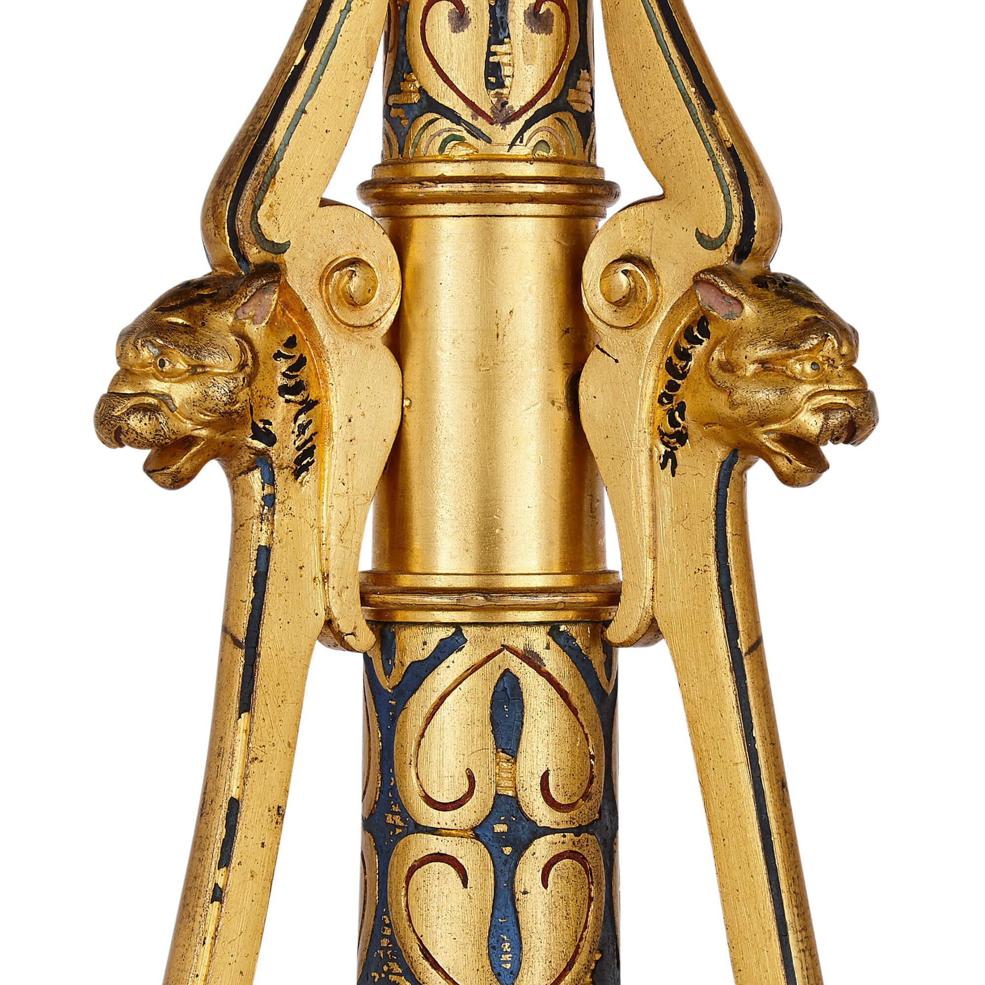 Garnitures de style byzantin en bronze doré et émail champlevé de Raingo Frères en vente 4