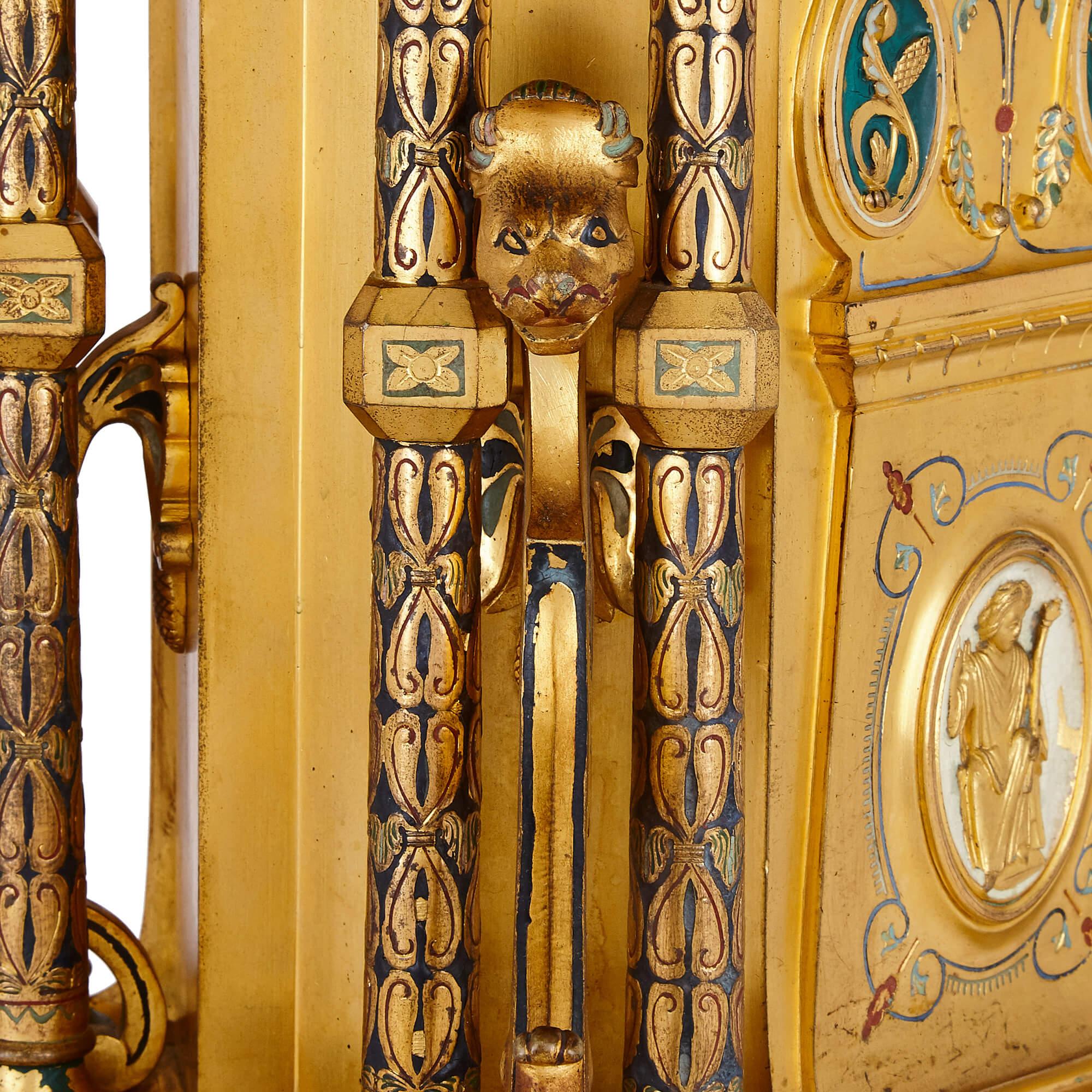 XIXe siècle Garnitures de style byzantin en bronze doré et émail champlevé de Raingo Frères en vente