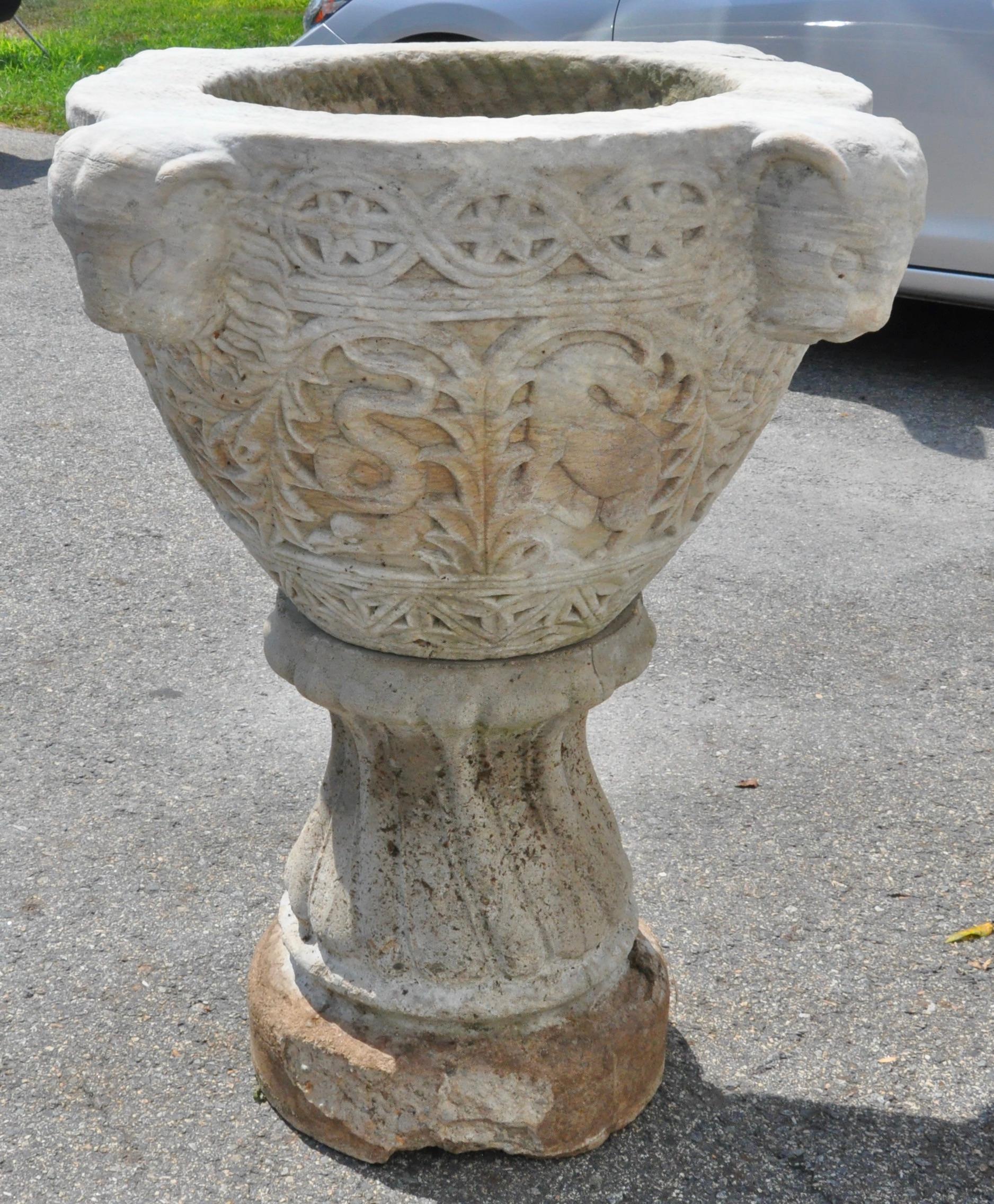 Byzantine Style Marble Baptismal Font on Later Stand For Sale 5