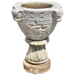 Byzantine Style Marble Baptismal Font on Later Stand