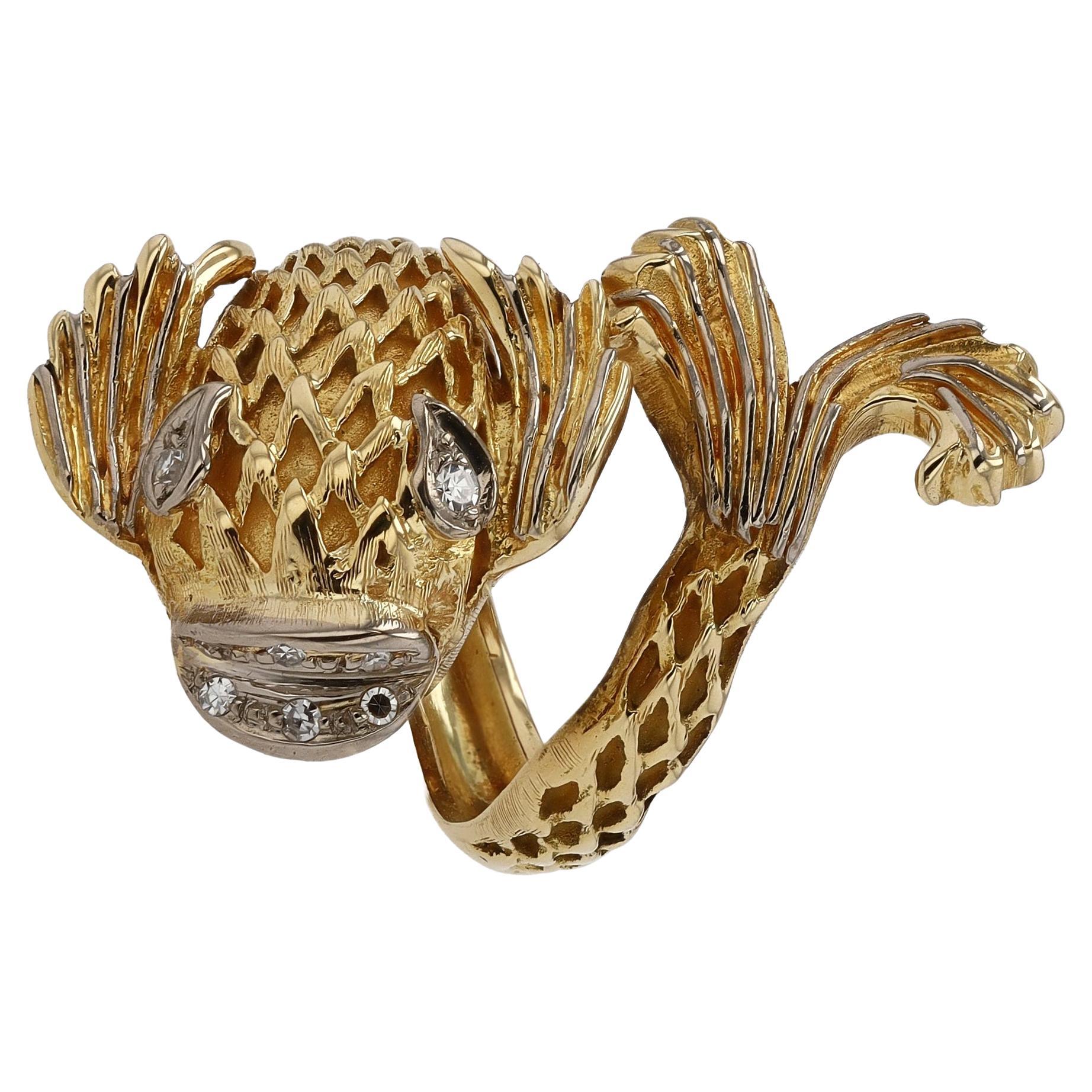 Byzantine Style Vintage LALAoUNIS 18k Gold Koi Fish Ring