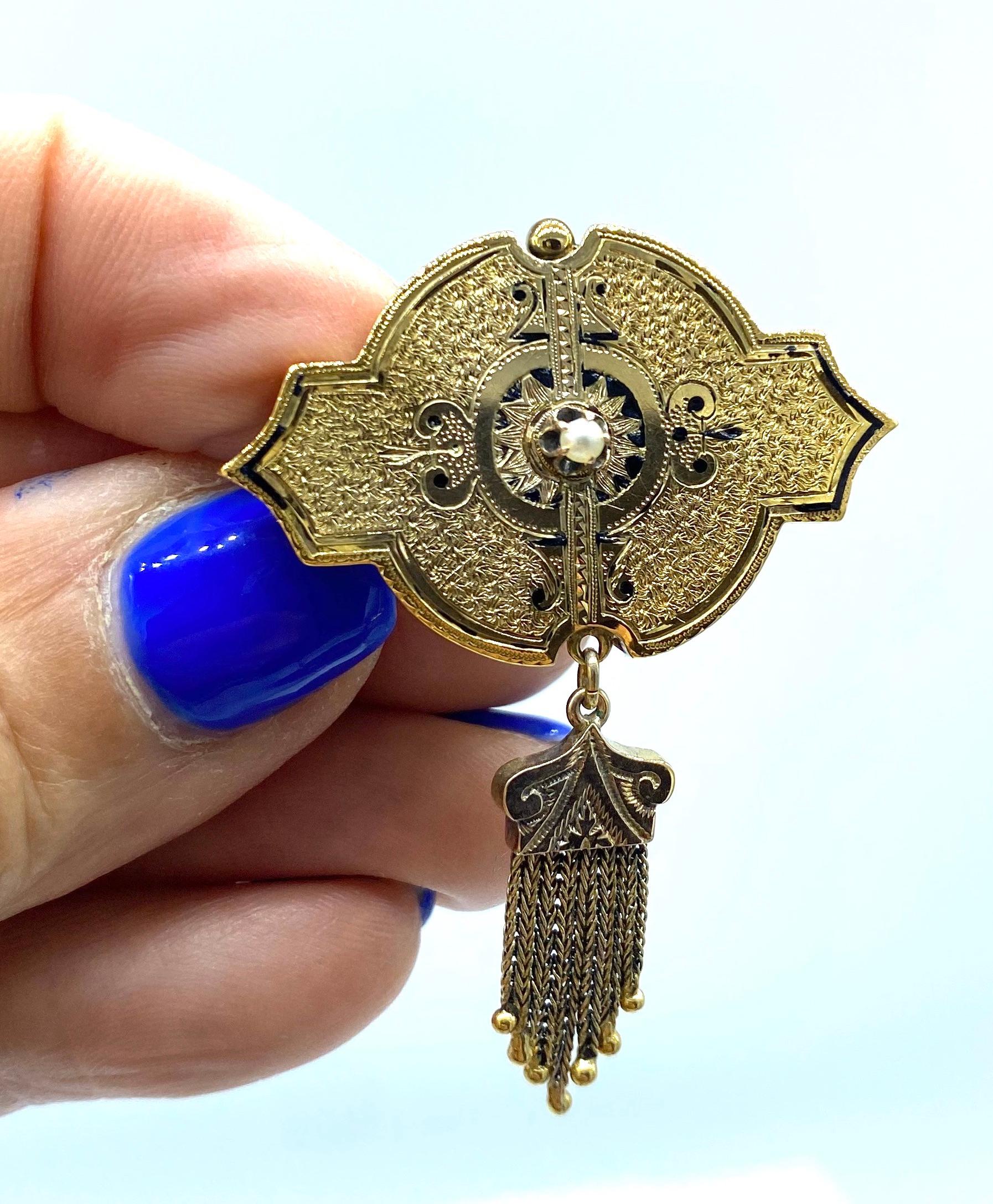 large gold safety pin brooch