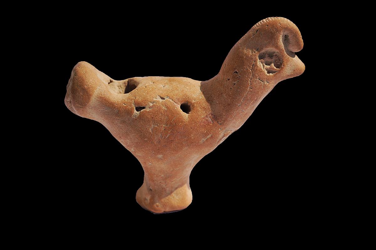 The idol figure comes with an international Certificate of Authenticity.

The very well preserved and very rare figure rooster was hand shaped and dates to the Crusader period. It was found in Jerusalem. It has several sun-shaped ornaments like it's