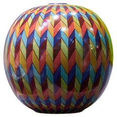 Byzantium Moon Jar Hand Painted Ceramic Italy Contemporary, 21st Century