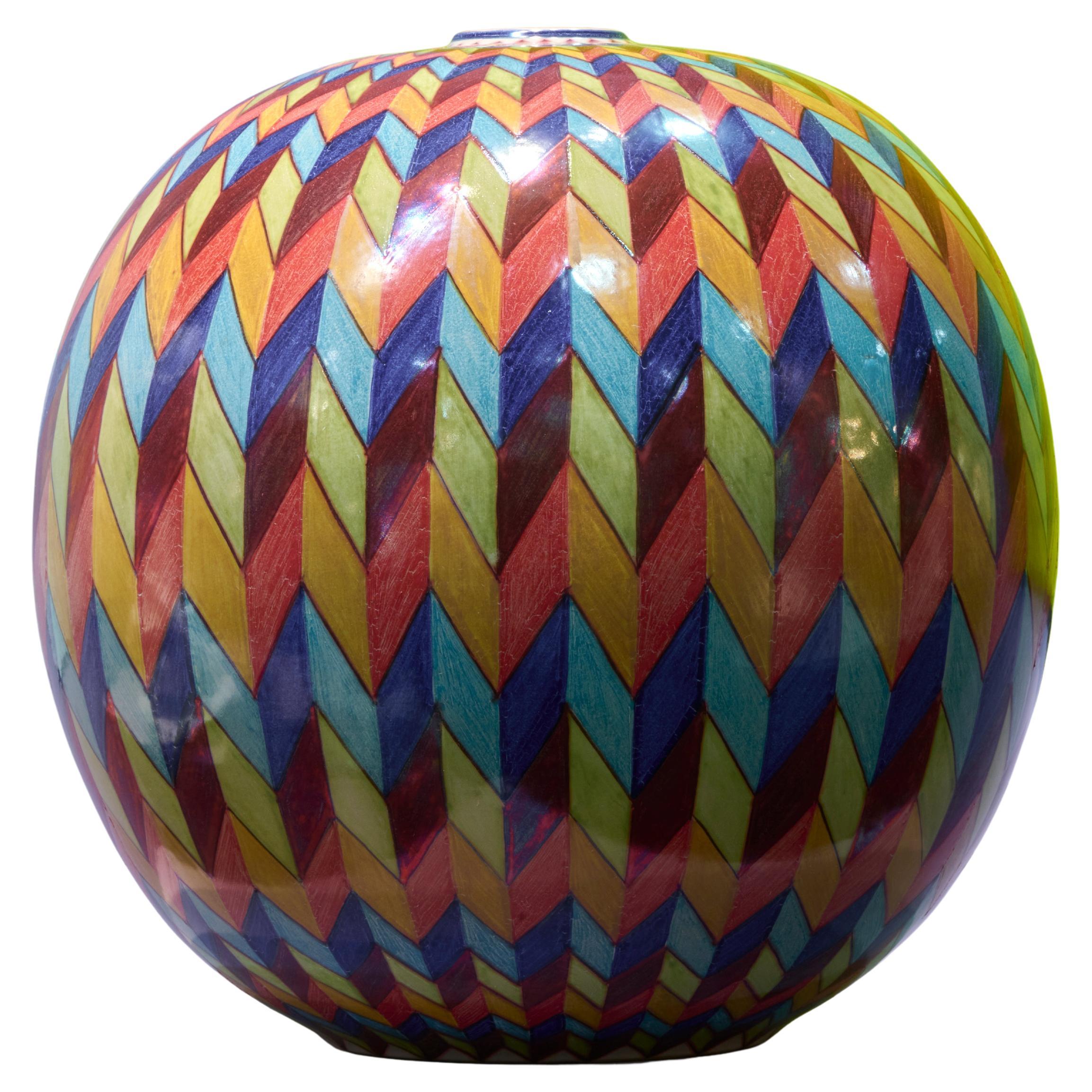 Byzantium Moon Jar Céramique peinte à la main Italie Contemporain, 21ème siècle