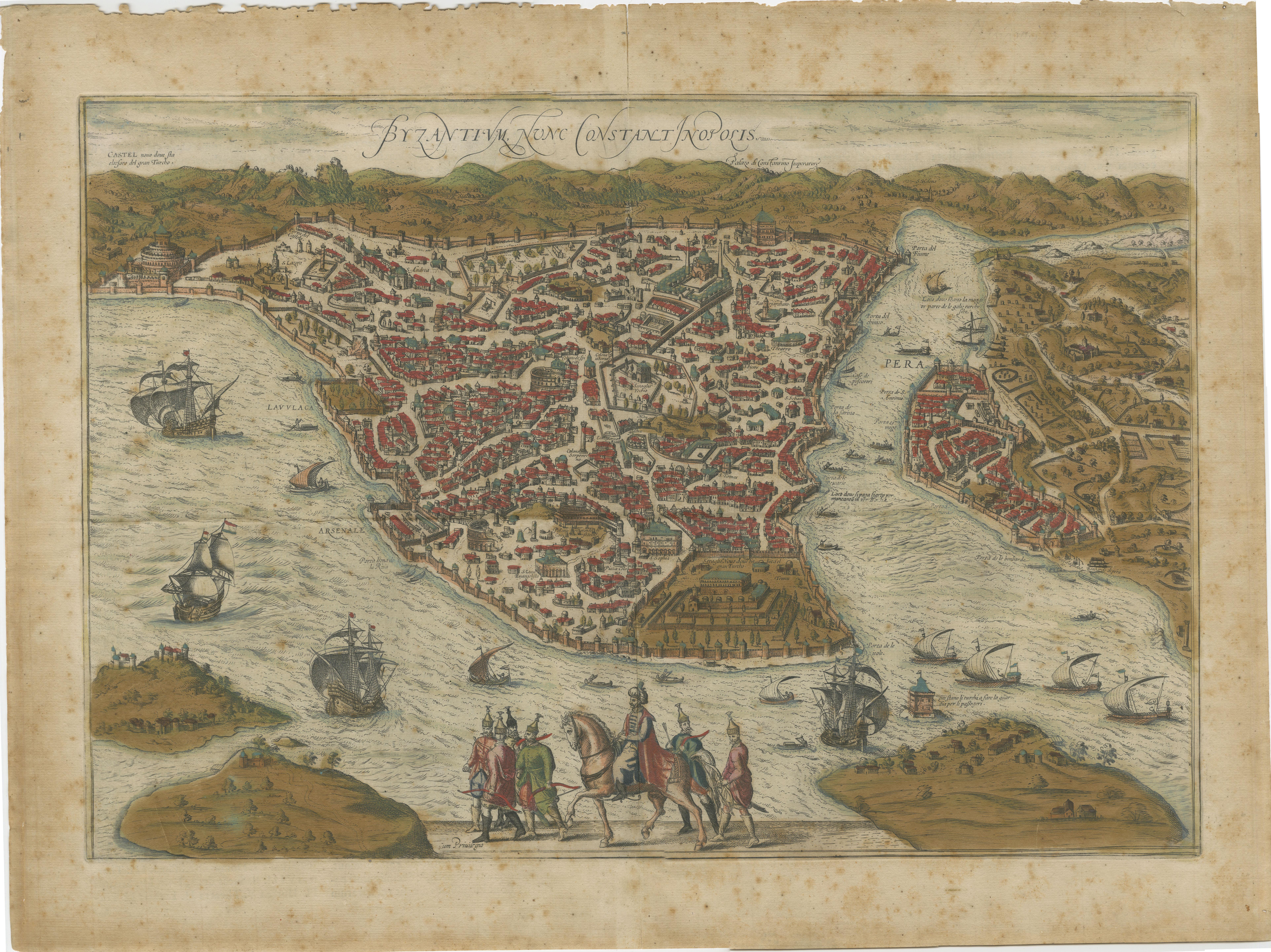 Byzantium Nunc Constantinopolis - Braun & Hogenberg Vista de Estambul, 1572 en venta 3