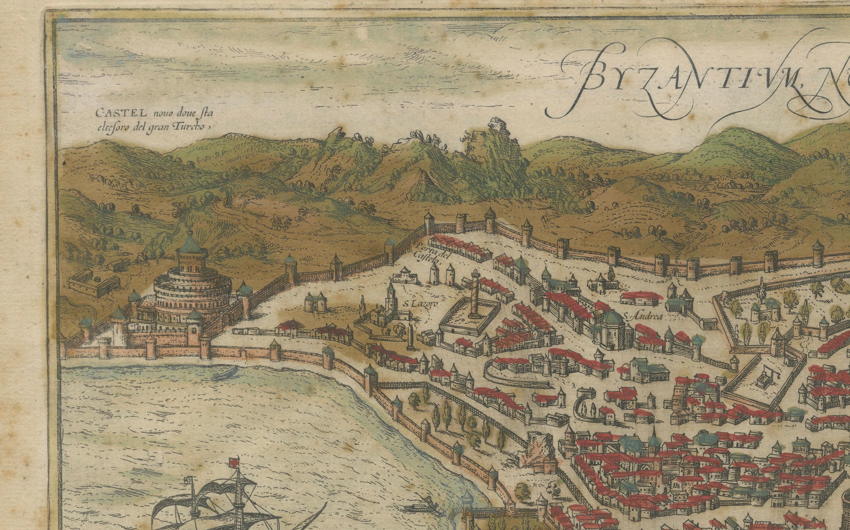 Byzantium Nunc Constantinopolis - Braun & Hogenberg Vista de Estambul, 1572 siglo XVIII y antes en venta