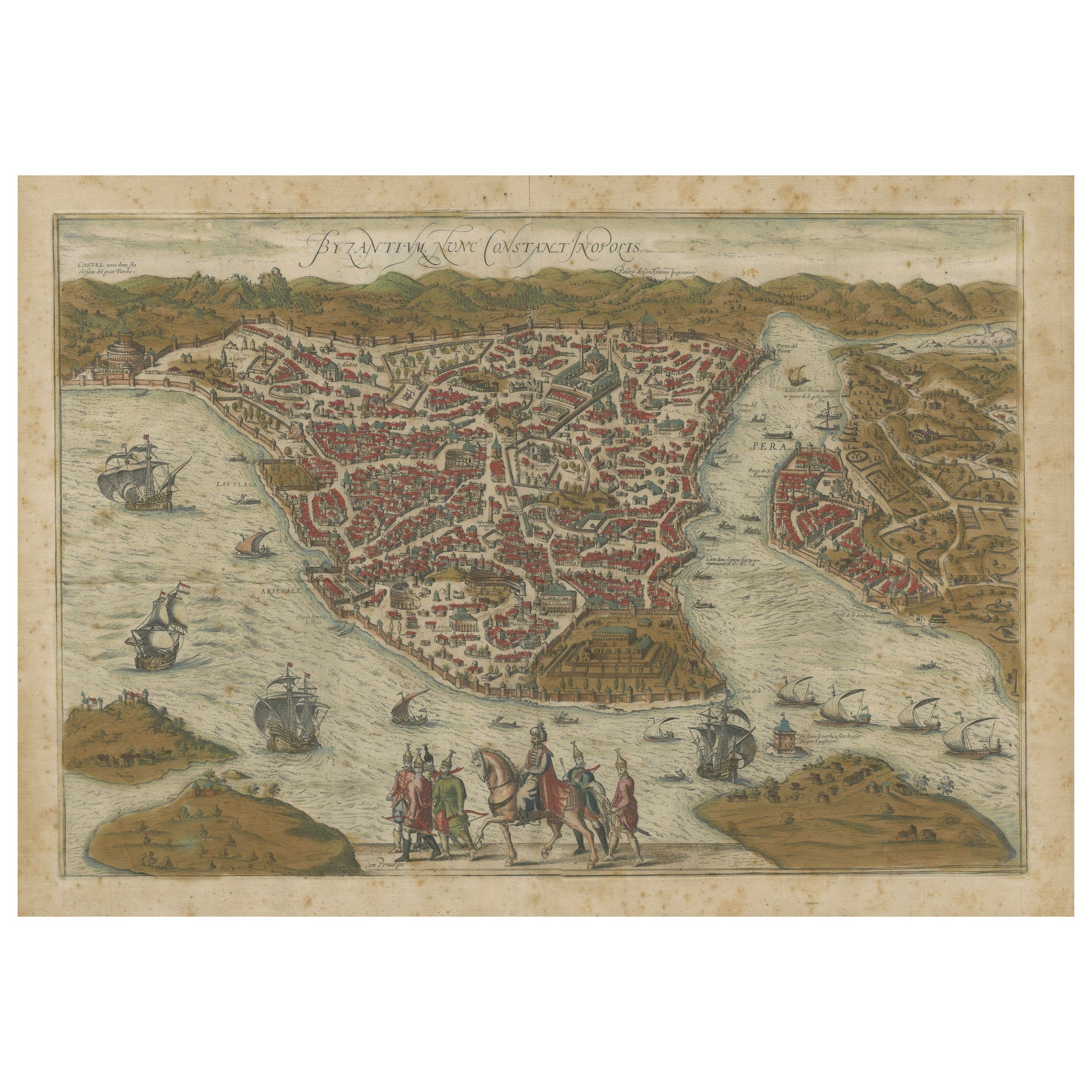Byzantium Nunc Constantinopolis - Braun & Hogenberg Vista de Estambul, 1572